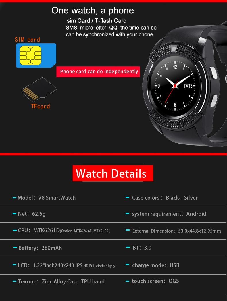 Reloj Inteligente Smartwatch V8 Bt Cámara – OFERTA CLICK