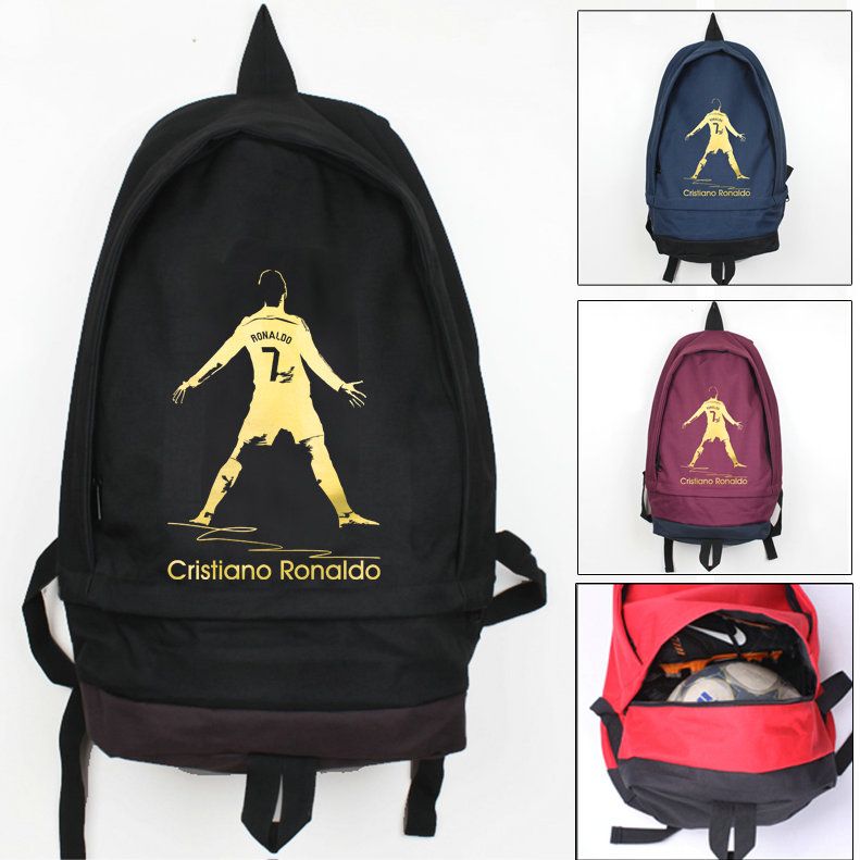 Backpack Cristiano Ronaldo Boys School Football Soccer Bags 100% High Quality 