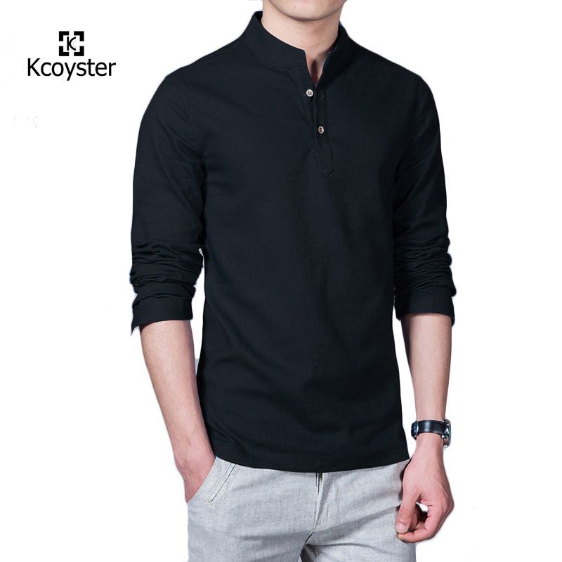 mens linen pullover shirt