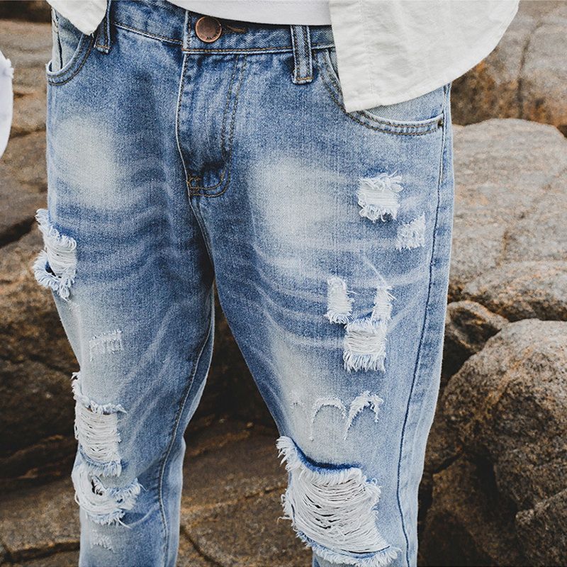 denim distressed joggers