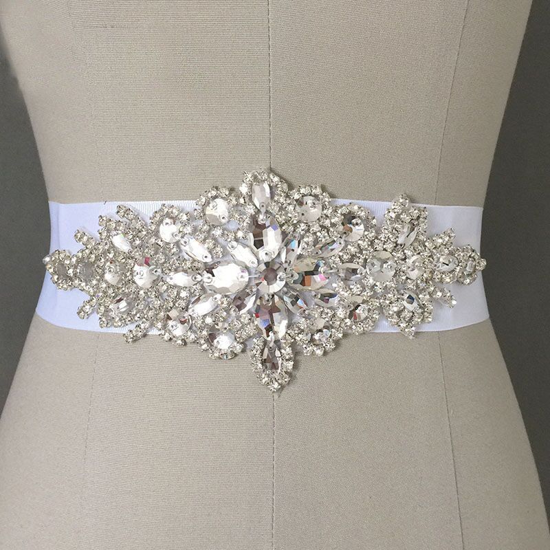 2021 Exquisite Heavy Beading Sashes Rhinestone Crystal