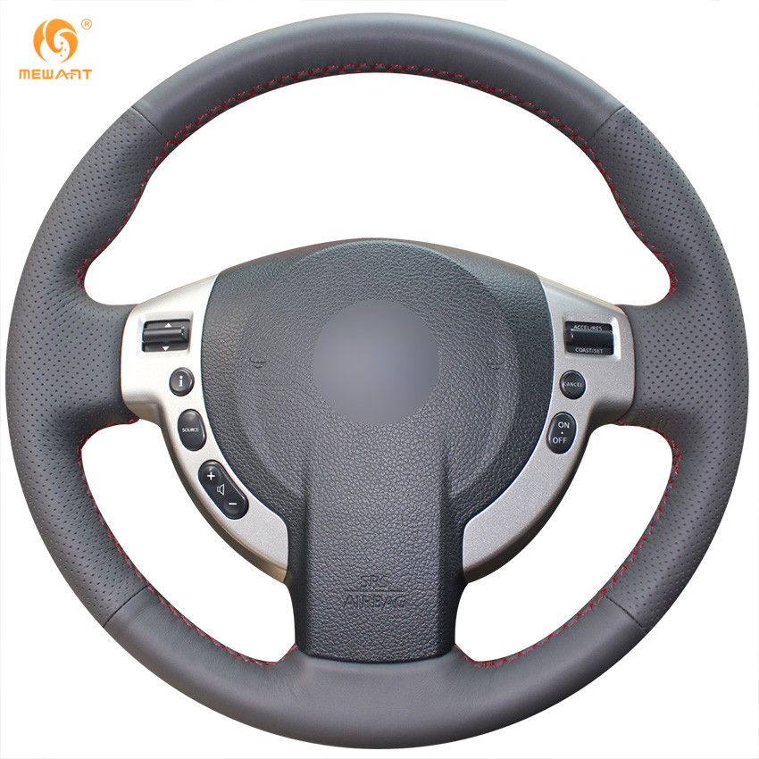 Mewant Black Genuine Leather Car Steering Wheel Cover For Nissan