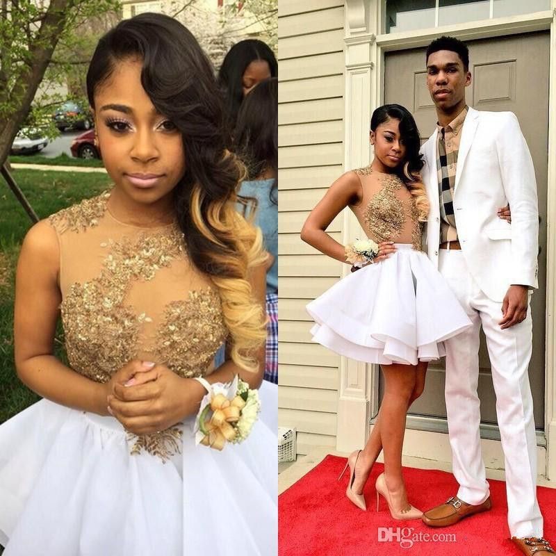 white and gold homecoming dresses
