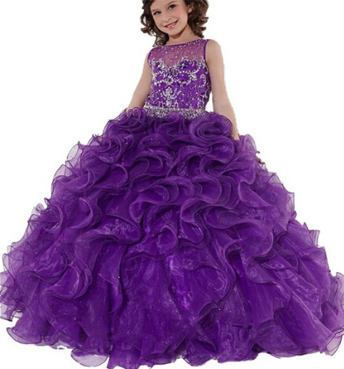 Acquistare Abiti Da Ballo Lunghi Da Bambina Della Principessa Delle Ragazze  Viola Fiori Abiti Da Spettacolo Di Volant Bambini Abiti In Organza  Personalizzati Economico | Consegna Veloce E Qualità | It.Dhgate