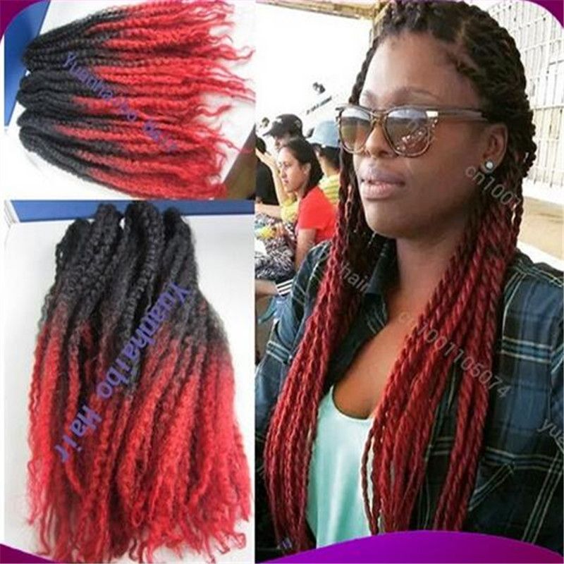 Marley Braiding Stock 20 Black Red Two Tone Colored Synthetic Afro