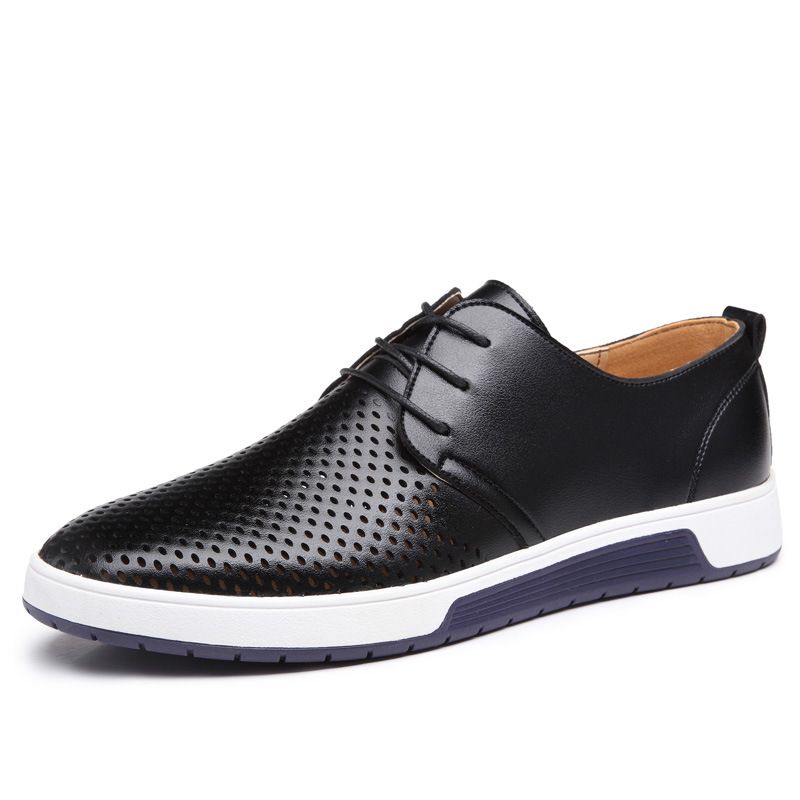 Luxus Marke Größe Männer Neue Schuhe Wohnungen Freizeit Atmen Herren Casual Echtes 2017 Sommer Leder Schuhe Schuhe Mann Großhandel Große Löcher Oxford PkXZwOTiu