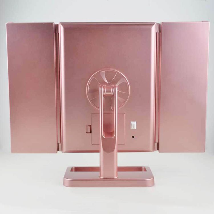 Led Makeup Mirror Brand New Rose Golden Trifold Lighted Vanity With 24 Lights Touch Screen 3x 2x 1x Usb Charging Or Battery Power Hand Held