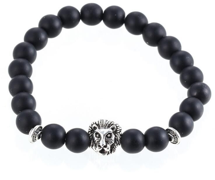 Silver lion and Matte Beads