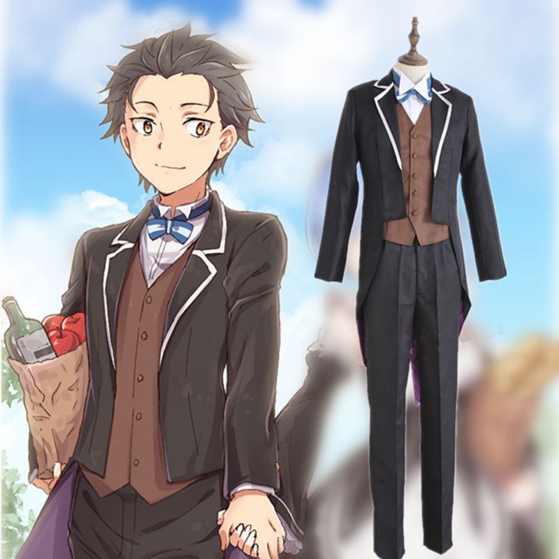 Japanese Anime Re:Life in a different world from zero Cosplay Natsuki Subaru Costume Suits Coat+Vest+Shirt+Pants+Bow Tie per set Japanese Anime Re:Life in a different world from zero Cosplay Natsuki Subaru Costume Suits Coat+Vest+Shirt+Pants+Bow Tie per set