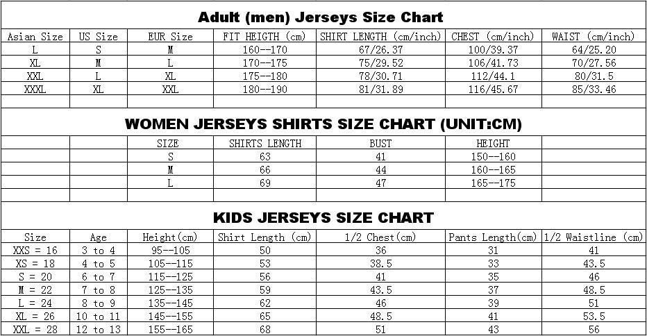 Child Jersey Size Chart