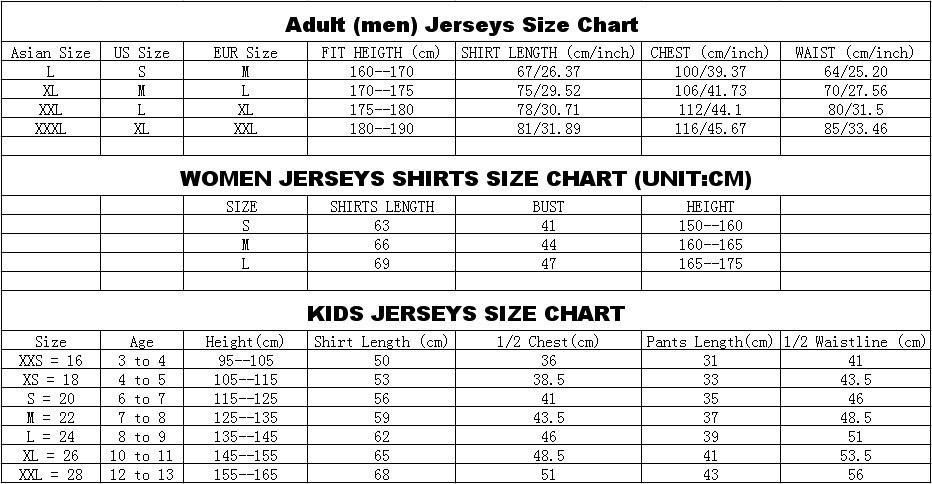 Thailand Size Chart