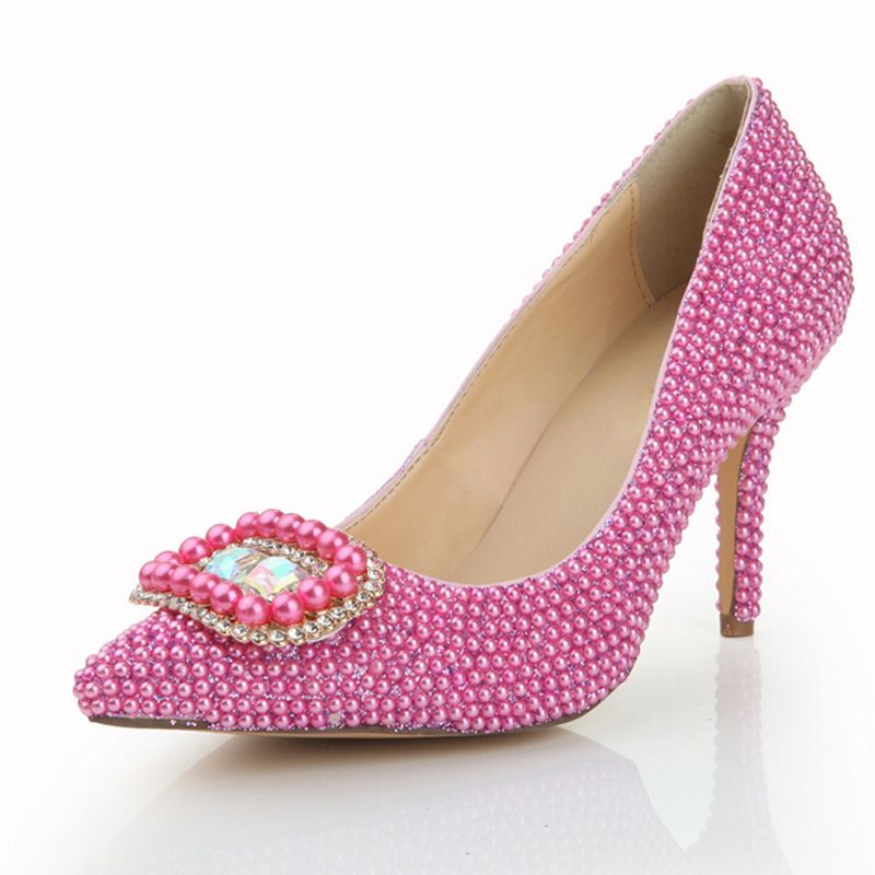 Acquistare Scarpe Da Sera Da Donna Scarpe Color Pesca Perla Scarpe Da Sposa  Punta A Punta Fibbia Quadrata Décolleté Eleganti OL Nightclub Tacchi  Singoli Economico | Consegna Veloce E Qualità | It.Dhgate