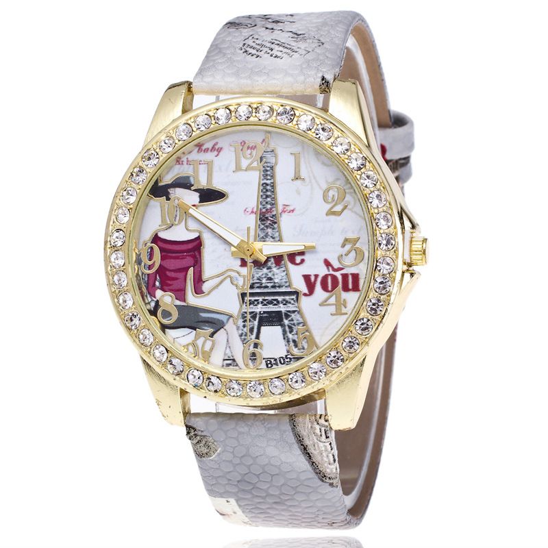 Geneva Ms Hot Style Set Auger Paris Eiffel Tower Watch Fashion Digital Belt Ladies Watch Printing On The Watch Watch Deals Designer Watch From Jamessale 2 05 Dhgate Com