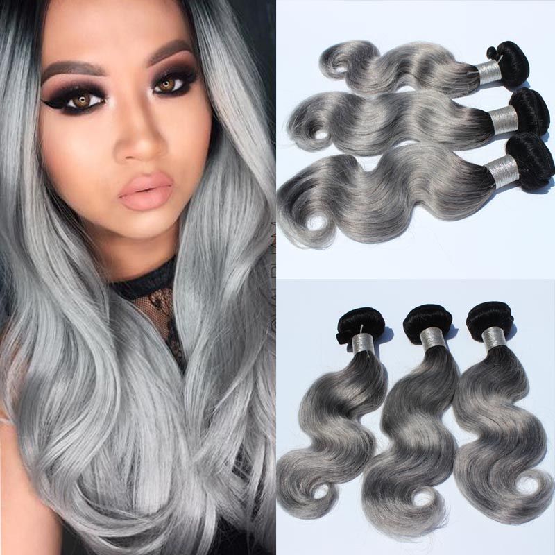 2019 Malaysia Human Ombre Hair 1b Grey Ombre Malaysia Body Wave
