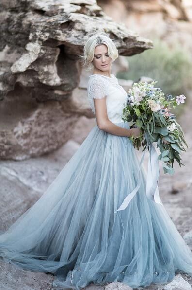 blue boho wedding dress