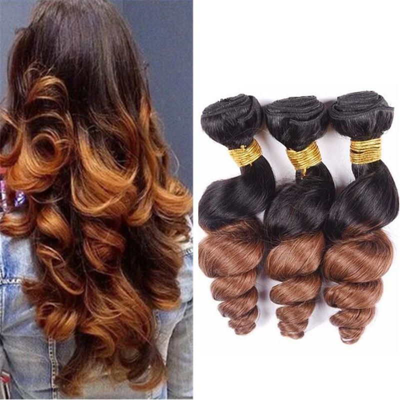 Two Tone Ombre 1b 30 Loose Wave Virgin Hair Weaves 1b Auburn Ombre