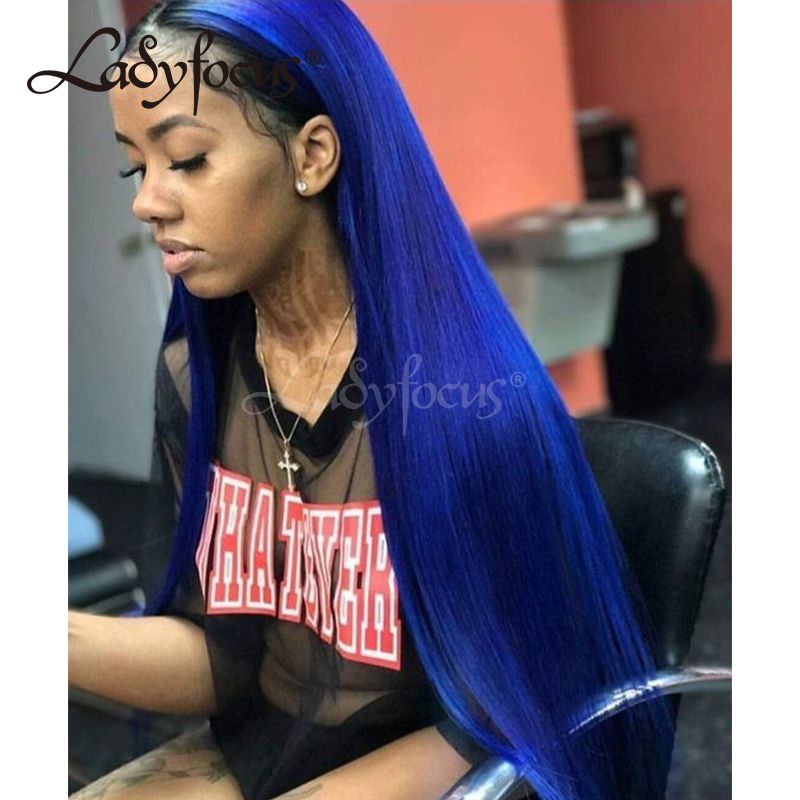 blue wig real hair