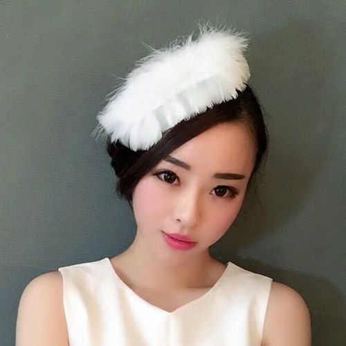 Woman Headdress Hair Short Hair Bride White Feather Hair Pin