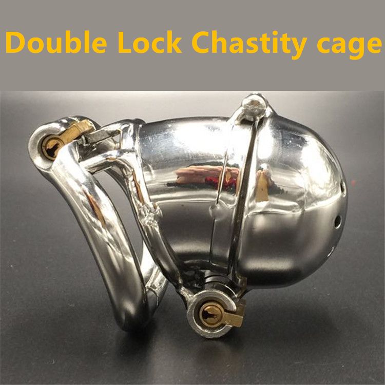 New Double Lock Design Stainless Steel Chastity Belt Male Chastity Device M...