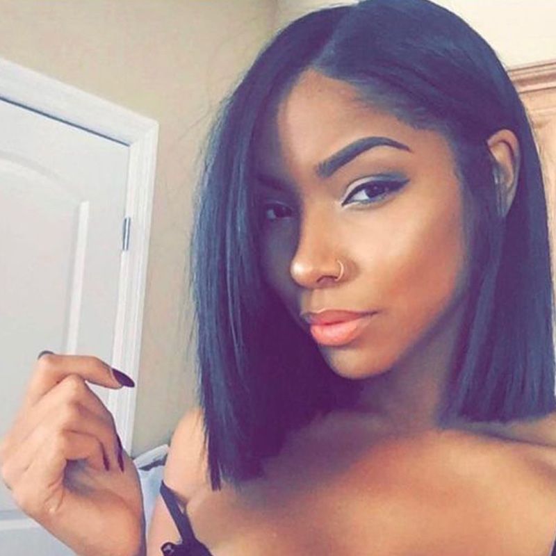 Lace Front Wigs Straight Bob Human Hair Lace Wigs Peruvian Virgin