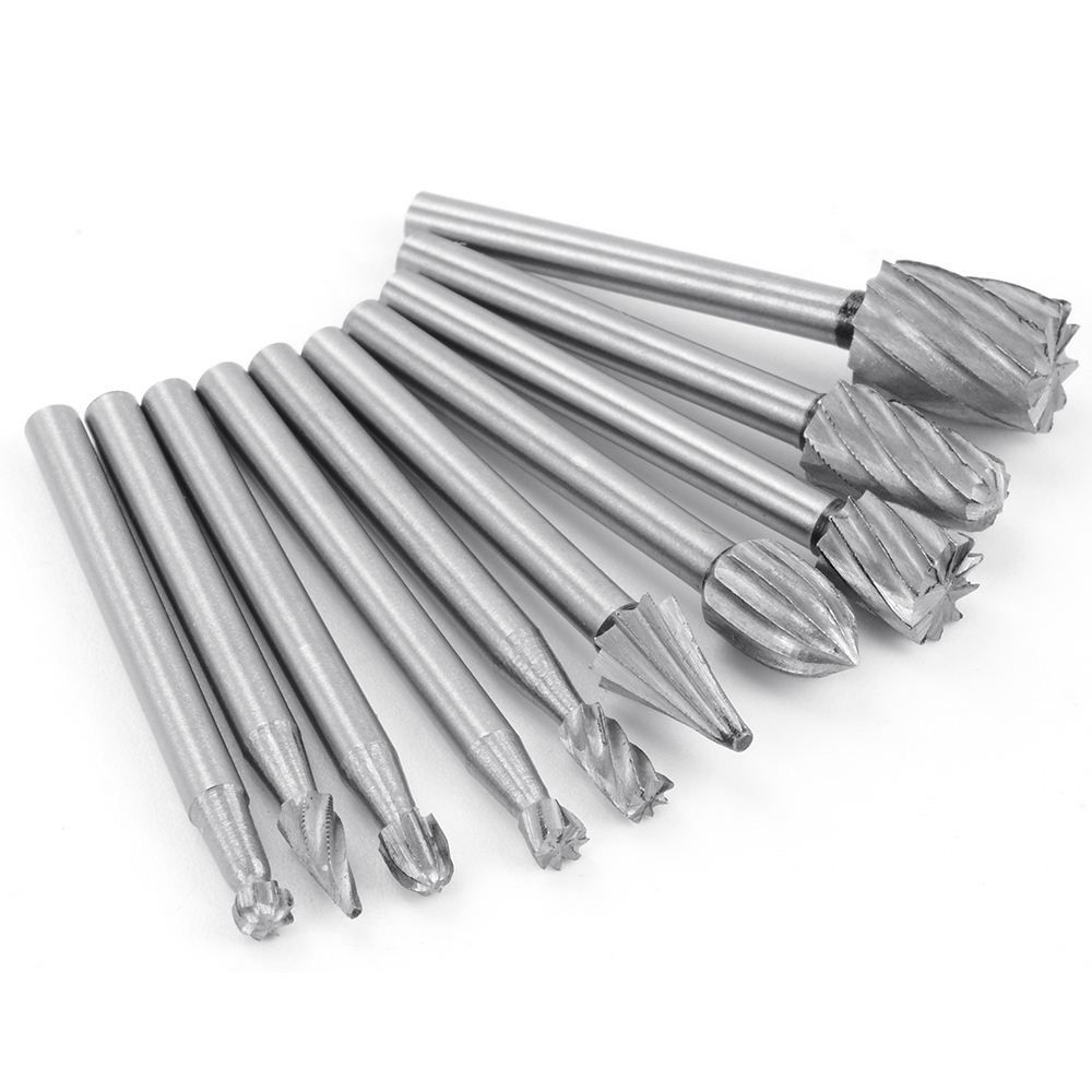 10pcs Tungsten Carbide Burr Rotary Cutter Engraving bit 3mm 1//8/" Shank