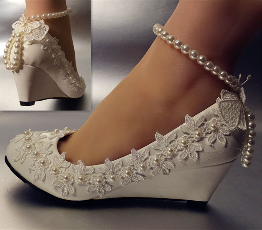 low heel wedge wedding shoes