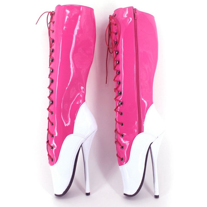 pink and white boots