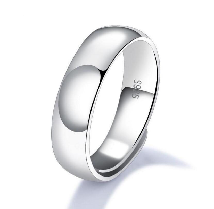 plata esterlina creativo 925 liso anillo abierto eternidad anillo de compromiso banda de boda