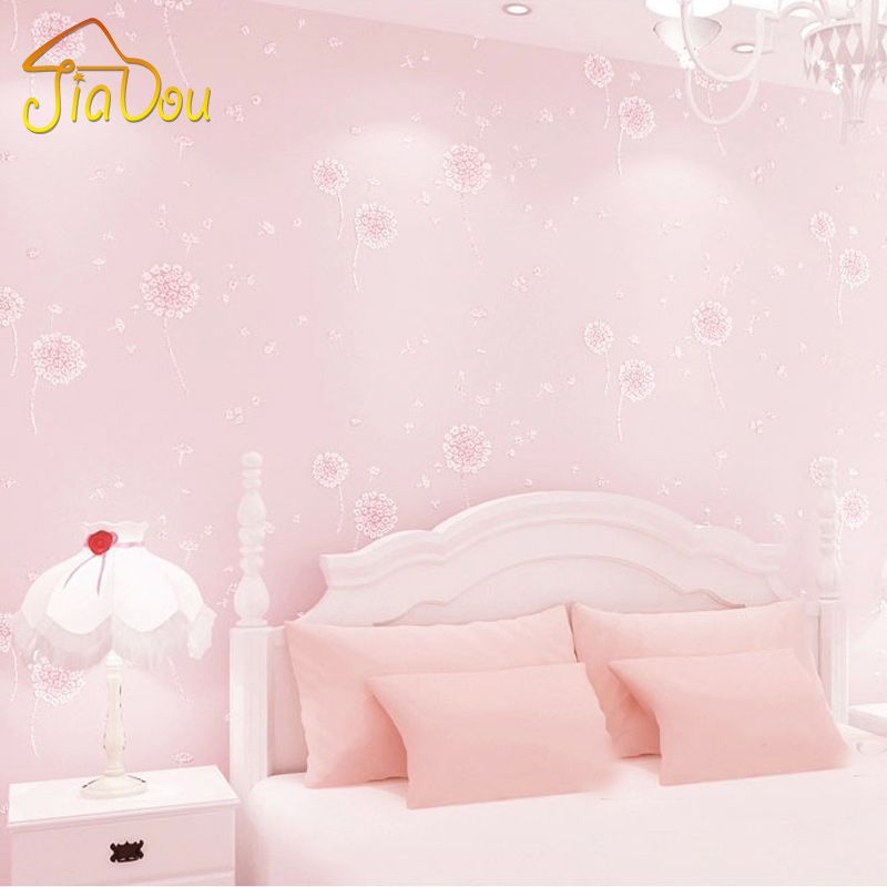 Dandelion Girls Bedroom Wallpaper Kids Non Woven Embossed Glitter Wall Papers Home Decor Papel De Parede Printed Wallpaper Roll Wallpaper Hd
