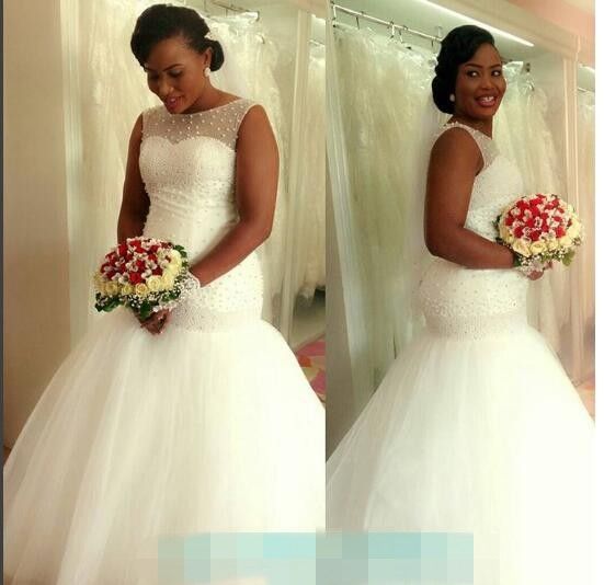 2019 Gorgeous African American Black Girl Wedding Dress Mermaid