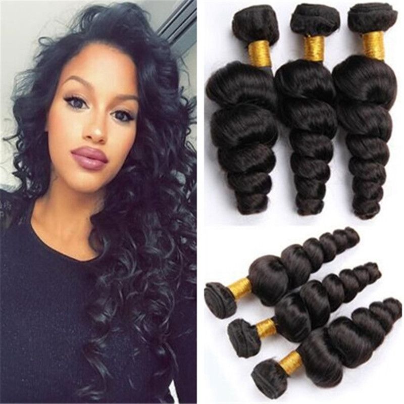 Bouncy Loose Curly Wave Brazilian Peruvian Malaysian Indian Virgin