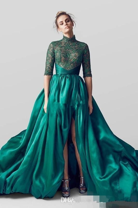 emerald green high neck dress