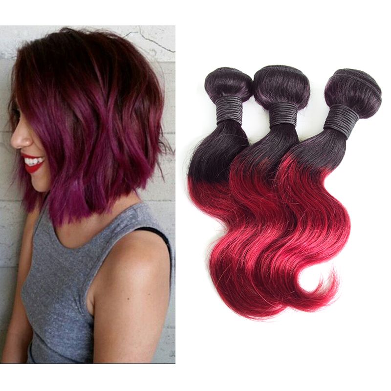 Hair Products Three Piece Burgundy Brazilian Hair Short Body Wave