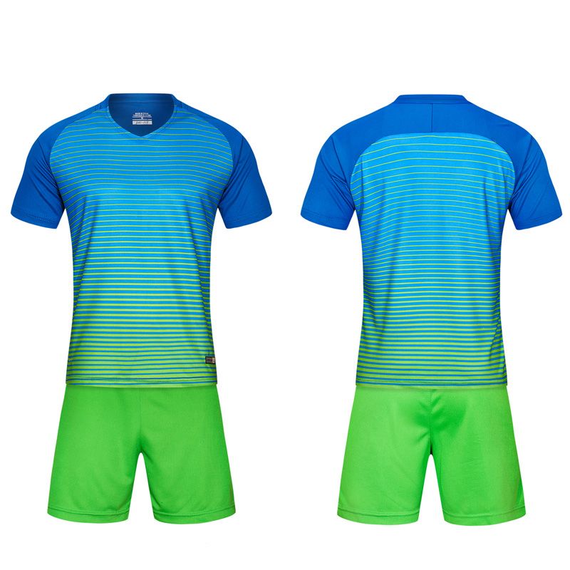 2021 Stripe Soccer Jersey Sets Men Short Sleeve Breathable Sports Kits