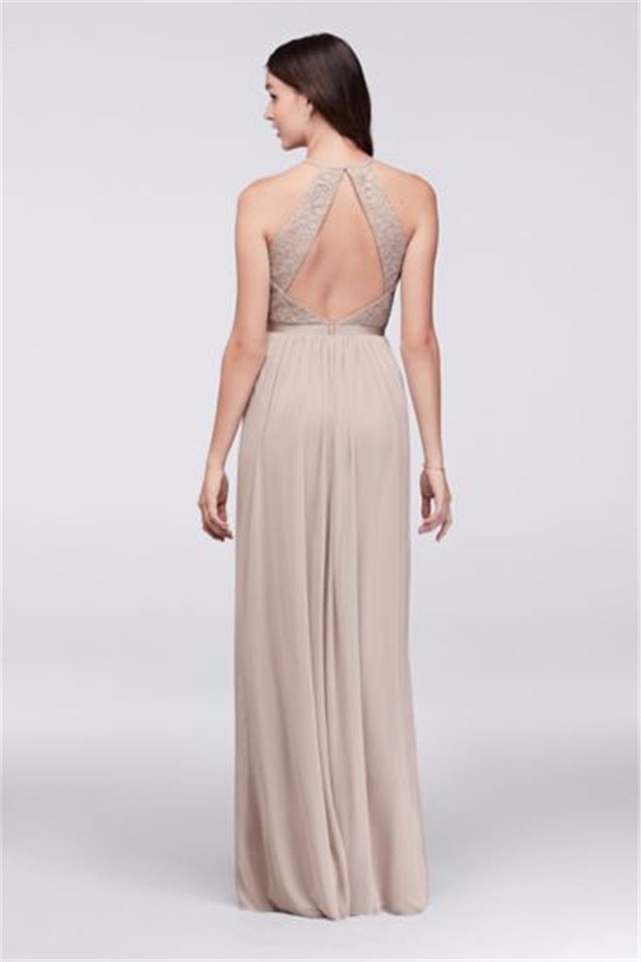 Compre Vestido De Dama De Honor Con Escote Halter Abierto Y Espalda Abierta  Con Falda De Gasa Vestido De Fiesta Con Vestido De Novia 4XLF19608 Vestido  De Noche Vestidos Formales A 81,21
