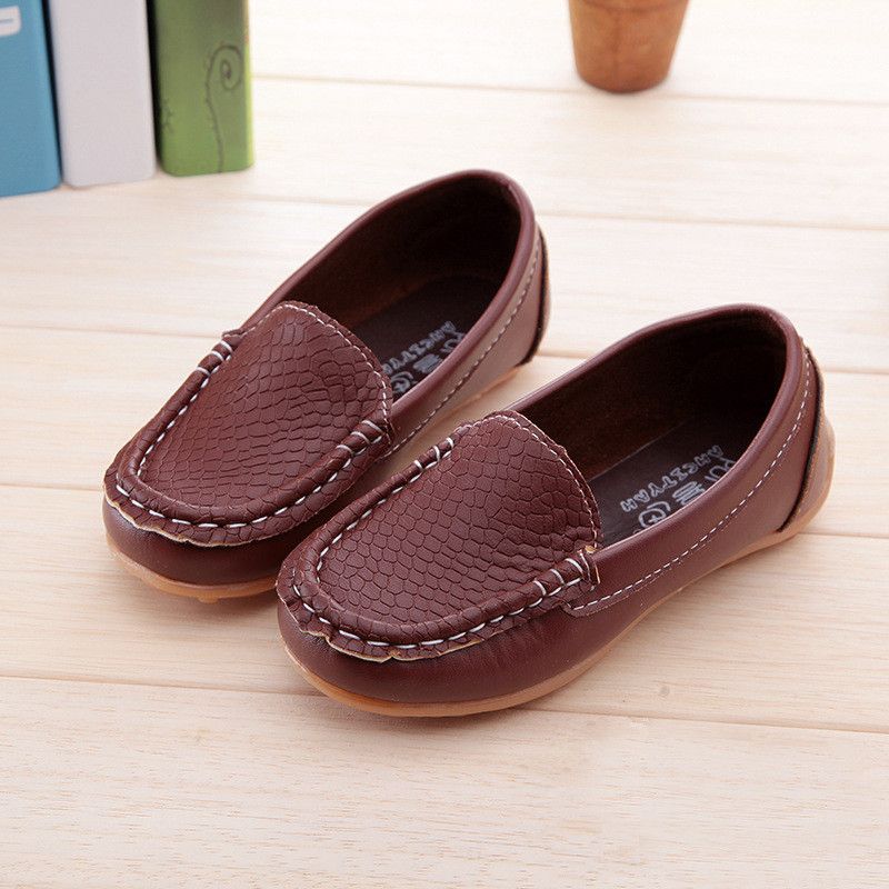 Size 21 25 Kids Boys Girls Leather Single Loafers Soft Child Sneakers ...
