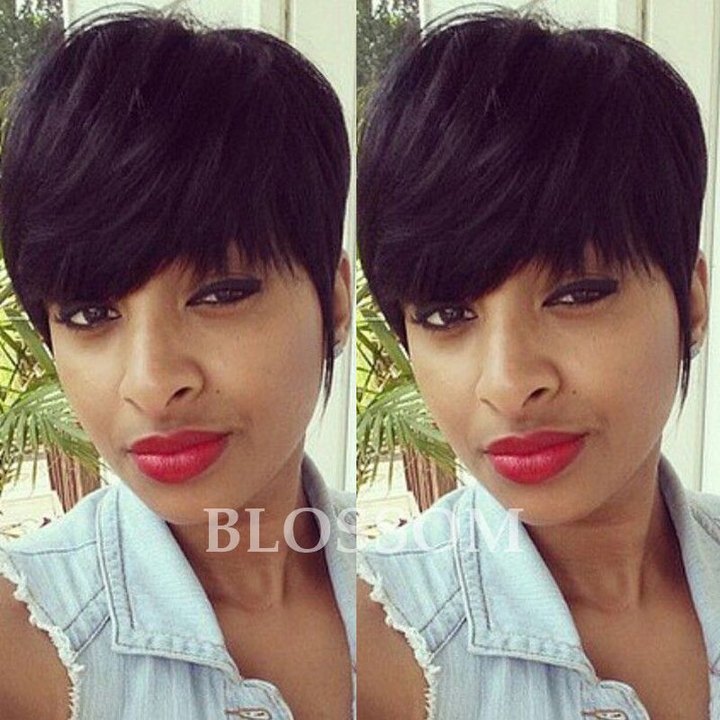 High Density Human Natural Hair Longer Pixie Cuts Short Layered