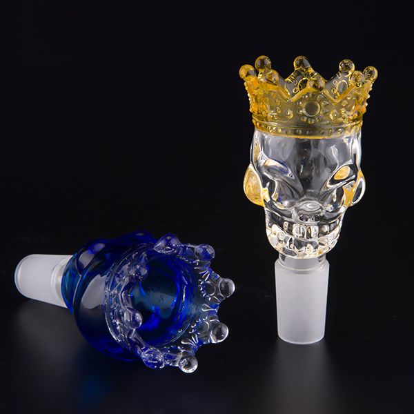 Discount Glass Skull Bowl 14mm 19mm BIG Size Skull Style With Crown