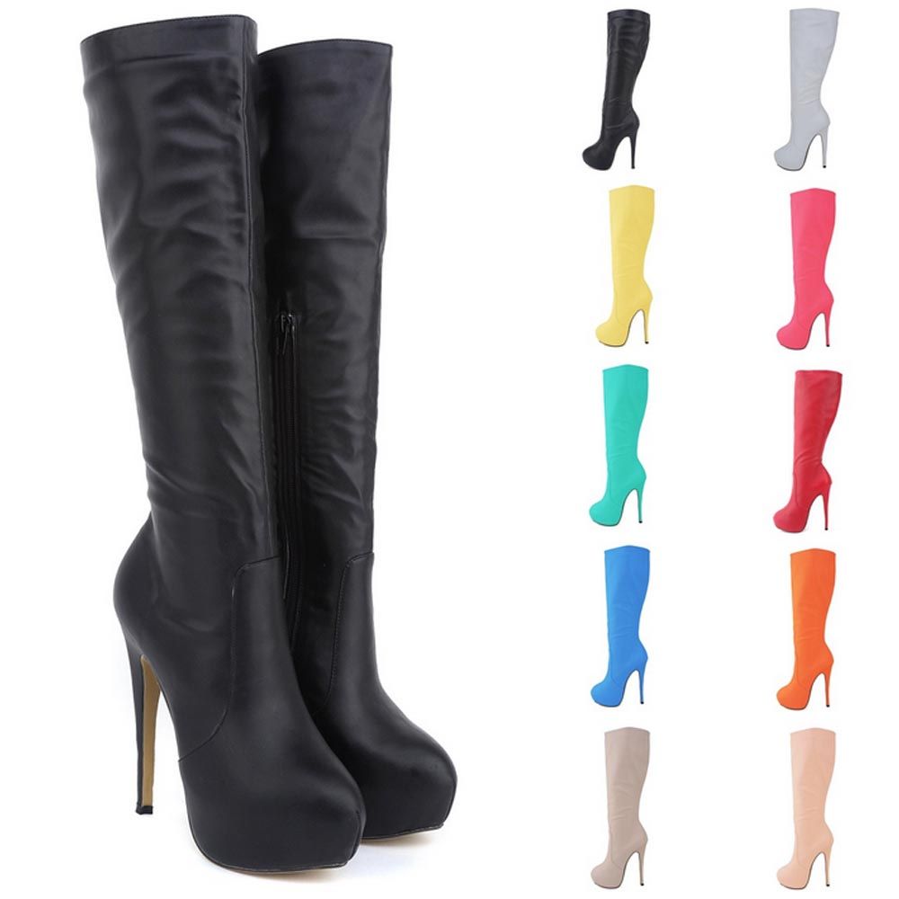 wide leg heeled boots