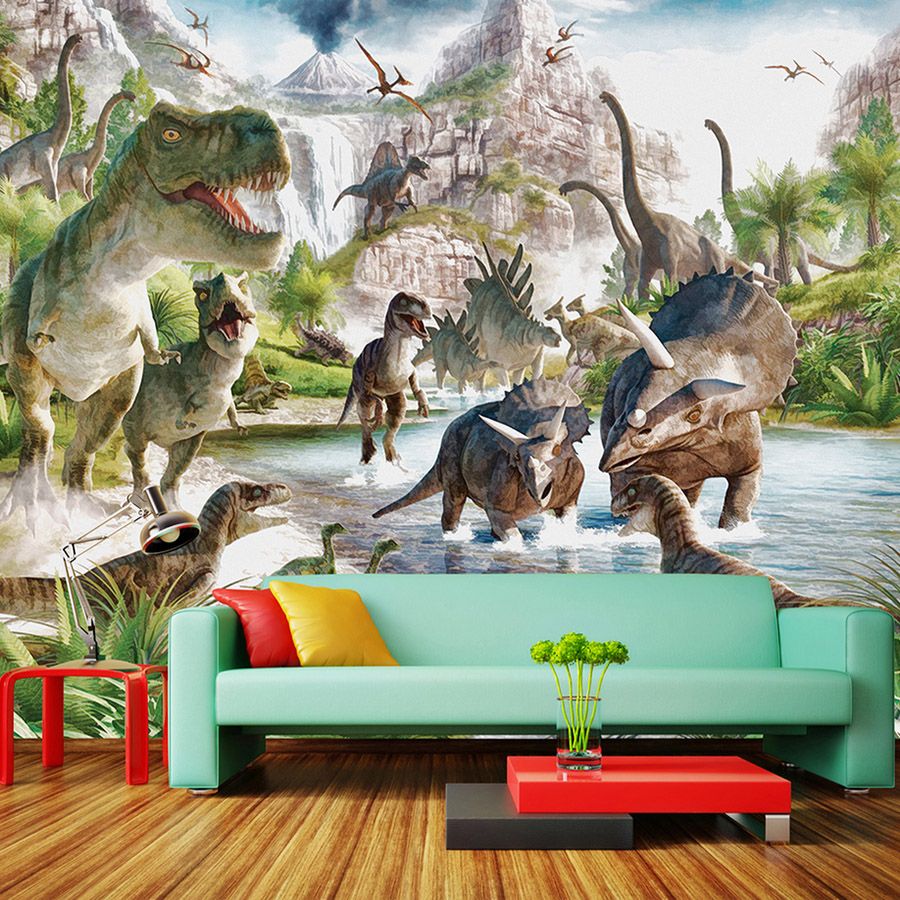 Compre Jurassic Dinosaur World Wallpaper Custom 3d 5d Wallpaper Vintage Mural De La Pared Kids Boy Dormitorio Sala De Estar Hotel Art Interior