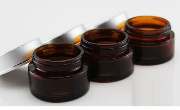 Download 20g Brown Amber Glass Cream Jar With Matte Silver Aluminum Lid, 20 Gram Cosmetic Jar,Packing For ...