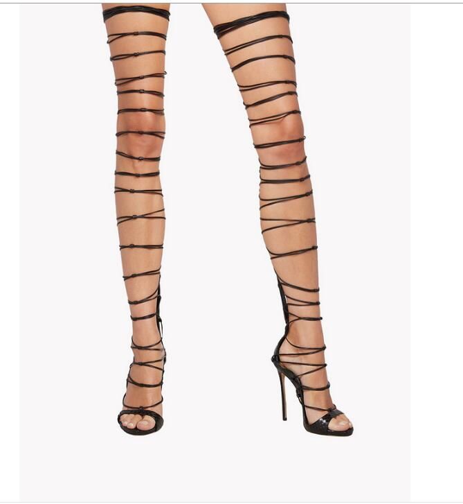 Acquistare Rihanna Fashion Gladiatore Con Tacco Alto Sandalo Stivali Estivo  Sexy Allacciatura Sandali Peep Toe Sopra I Sandalias Al Ginocchio Economico  | Consegna Veloce E Qualità | DHgate Italy