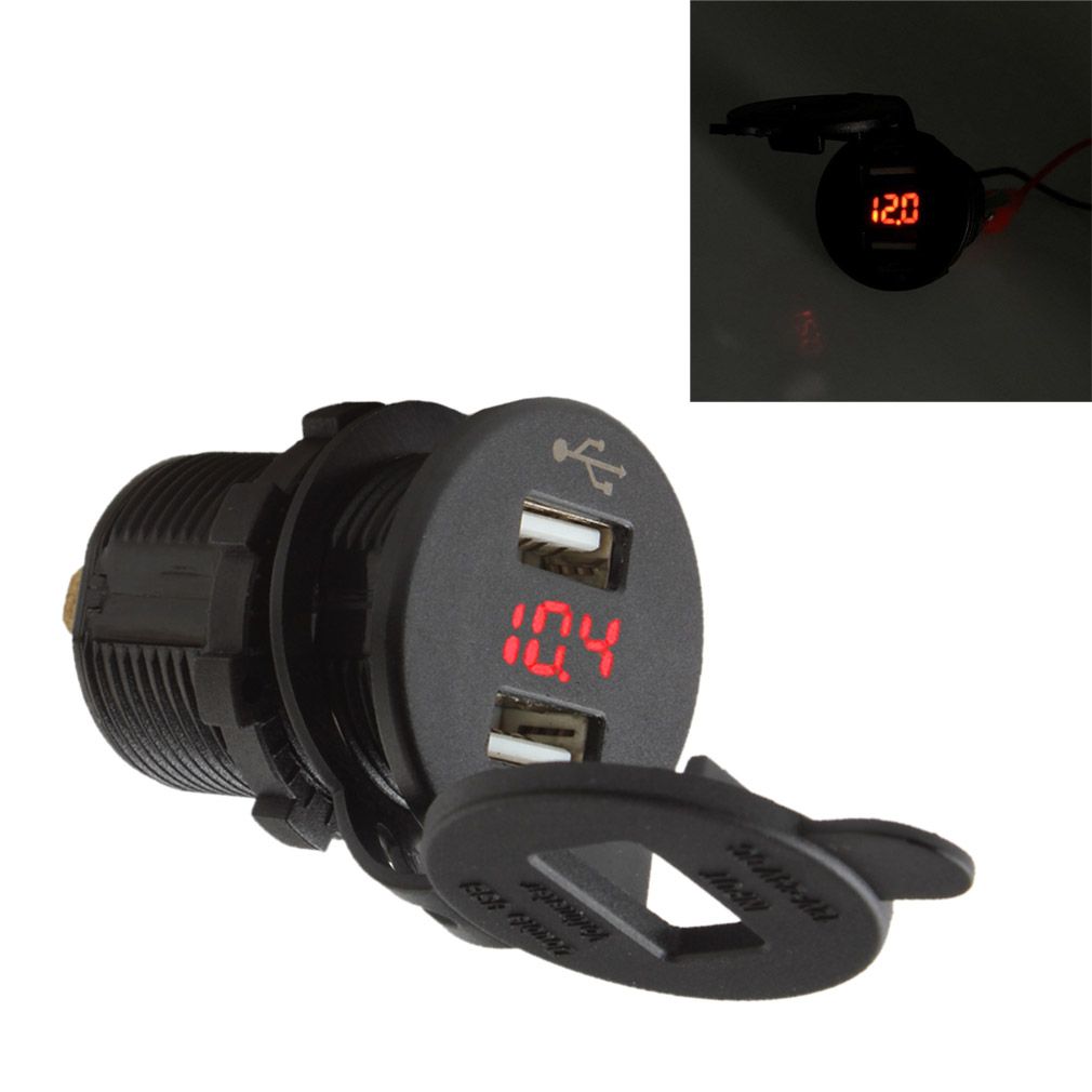 Encendedor De Cigarrillos para Coche 12V Cargador Adaptador Divisor de puerto USB con Voltímetro