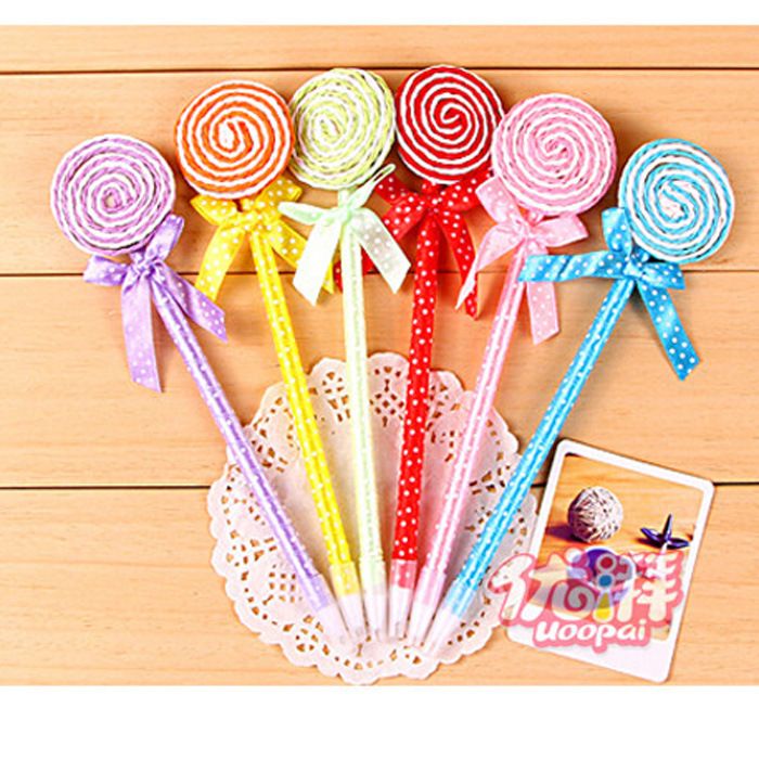 JZK 24 Novelty pens for kids lollipop ballpoint pen cute biro pen stationery gift for girls children birthday party bag filler party favour 