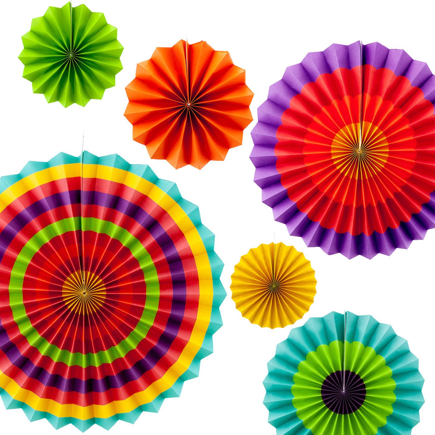 2020 Fiesta Paper Fans Decoration Ful Yellow Orange Green Cinco