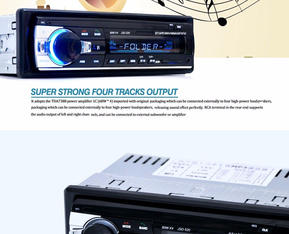 12V Car Radio Stereo Player Bluetooth V2.0 Phone AUX IN MP3 FM/USB/1