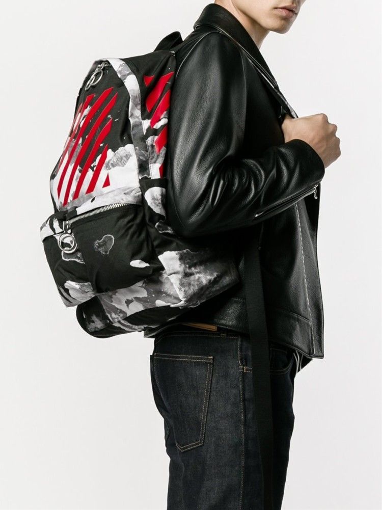 red off white backpack