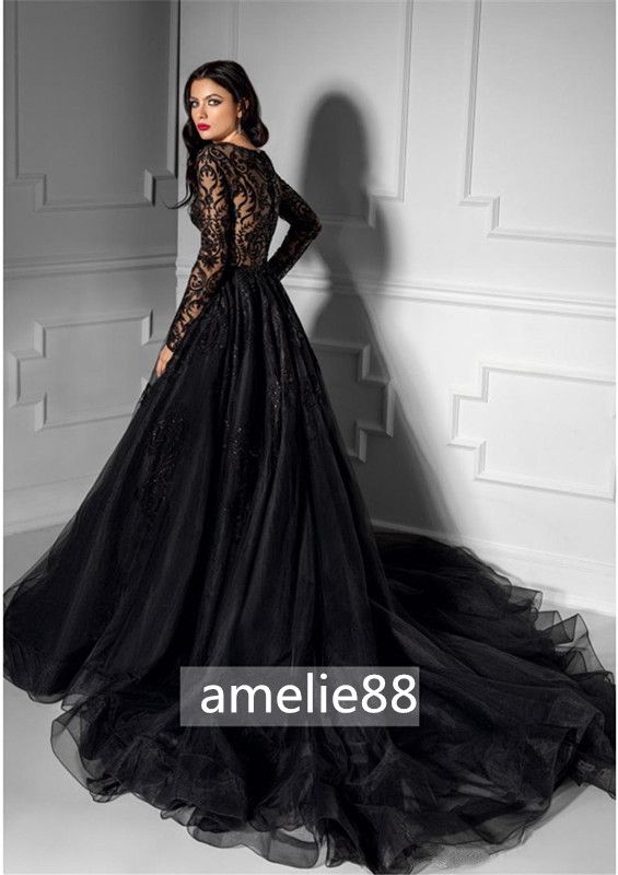 black long sleeve dress for wedding