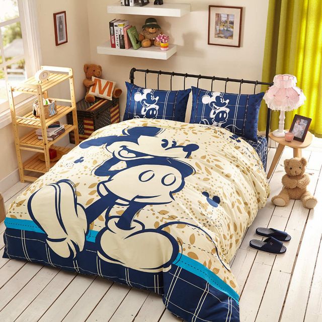 Cotton Mickey Minnie Mouse Bed Bedding Set Cartoon Comforter Duvet