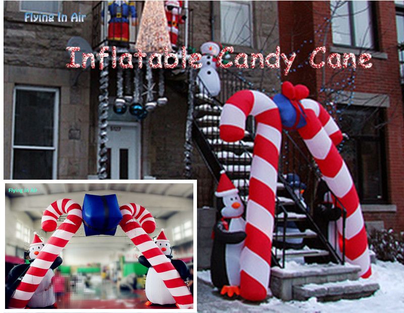2021 4m Penguin Candy Cane Double Inflatable Cane For Christmas